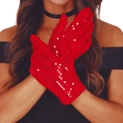 Rode Handschoenen Pailletten 22cm van Fiestas Guirca koop je bij Partywinkel