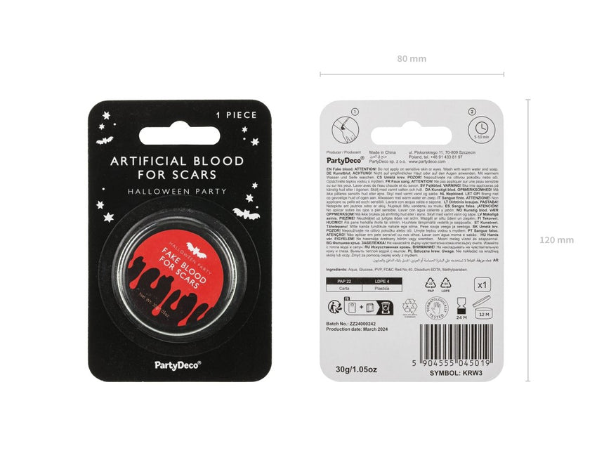 Rode Nep Bloed 30gr van Partydeco koop je bij Partywinkel