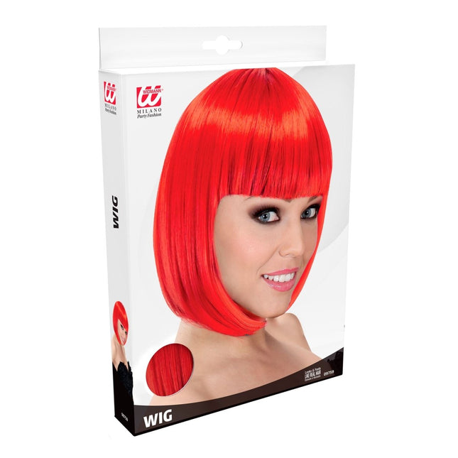 Rode Pruik Bob Met Pony van Widmann koop je bij Partywinkel