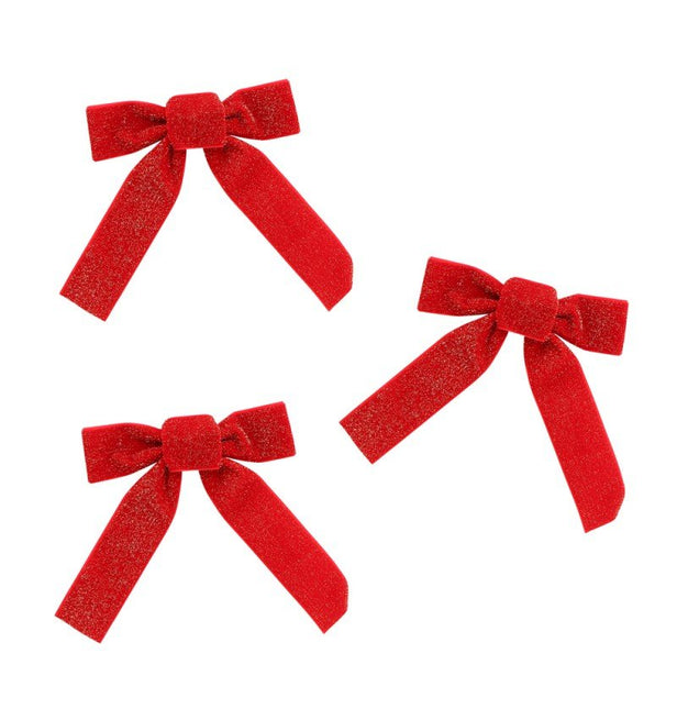 Rode Strik Fluweel 16cm 3st van CHAKS koop je bij Partywinkel