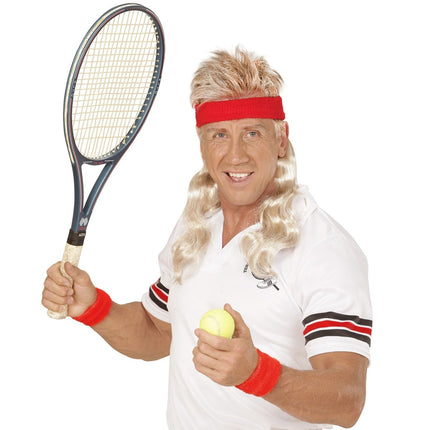 Rode Zweetbandjes Met Blond Gekruld Haar van Widmann koop je bij Partywinkel