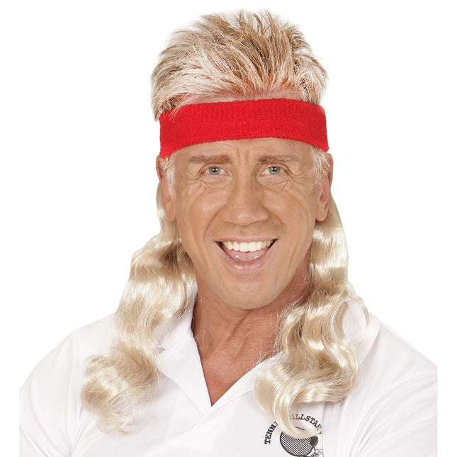 Rode Zweetbandjes Met Blond Gekruld Haar van Widmann koop je bij Partywinkel