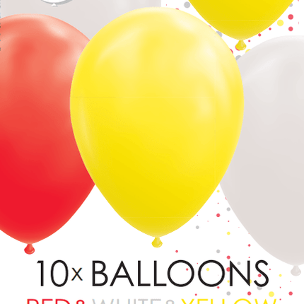 Rood Wit Gele Ballonnen 30cm 10st van WeFiesta koop je bij Partywinkel