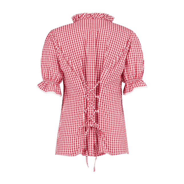 Rood Witte Blouse Dames Geruit van Haus Huberts koop je bij Partywinkel