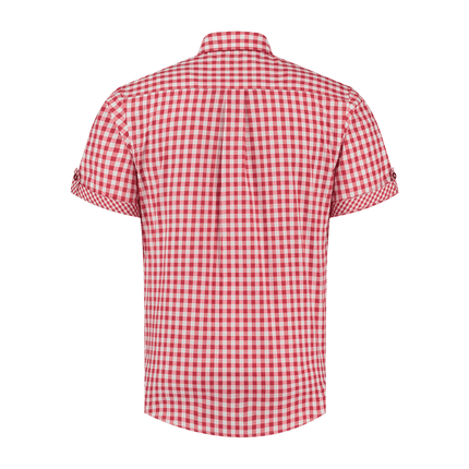 Rood Witte Blouse Heren Korte Mouw Geruit van Haus Huberts koop je bij Partywinkel