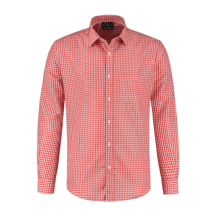 Rood Witte Blouse Heren Lange Mouw Geruit van Haus Huberts koop je bij Partywinkel