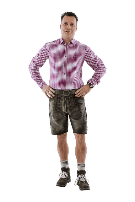 Rood Witte Blouse Heren Lange Mouw Krempelarm van Haus Huberts koop je bij Partywinkel