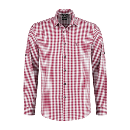 Rood Witte Blouse Heren Lange Mouw Krempelarm van Haus Huberts koop je bij Partywinkel