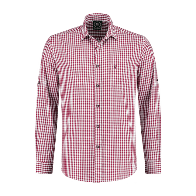 Rood Witte Blouse Heren Lange Mouw Krempelarm van Haus Huberts koop je bij Partywinkel