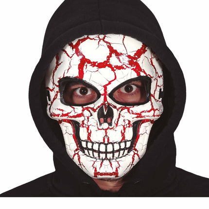 Rood Witte Halloween Masker Schedel van Fiestas Guirca koop je bij Partywinkel