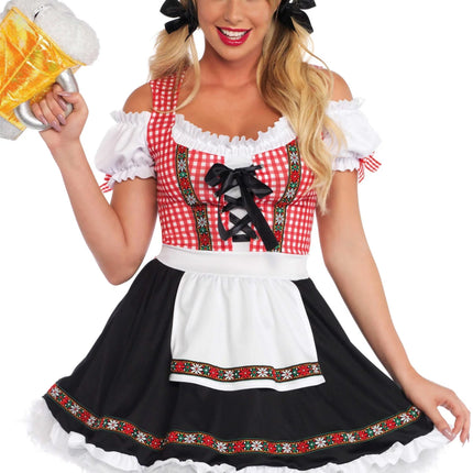 Rood Zwarte Dirndl Jurk Oktoberfest Dames Leg Avenue van Leg Avenue koop je bij Partywinkel