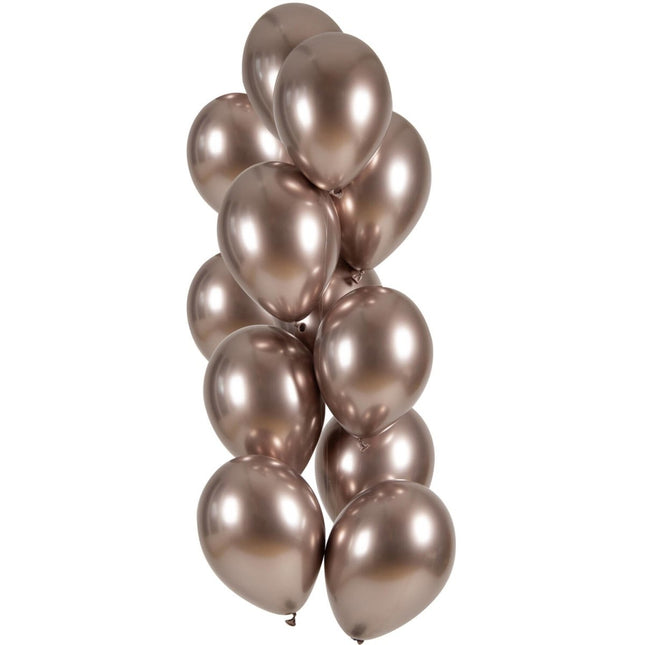 Rose Gouden Ballonnen Chroom 33cm 12st van Folat koop je bij Partywinkel