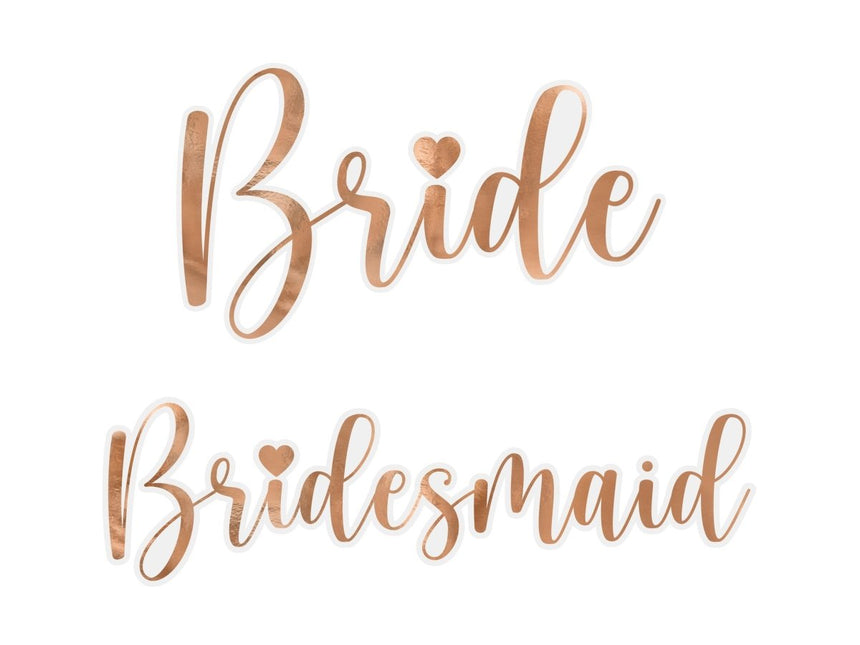 Rose Gouden Glasstickers Bride & Bridesmaid van Partydeco koop je bij Partywinkel