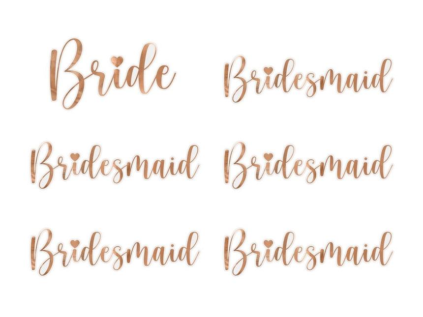 Rose Gouden Glasstickers Bride & Bridesmaid van Partydeco koop je bij Partywinkel