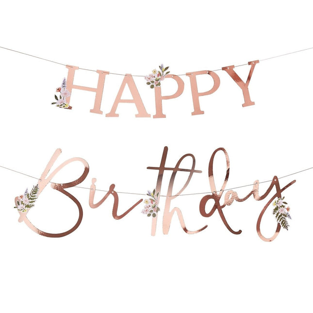 Rose Gouden Happy Birthday Letterslinger 2m van Ginger Ray koop je bij Partywinkel