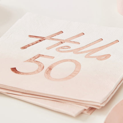 Rose Gouden Servetten 50 Jaar 16,5cm 16st van Ginger Ray koop je bij Partywinkel