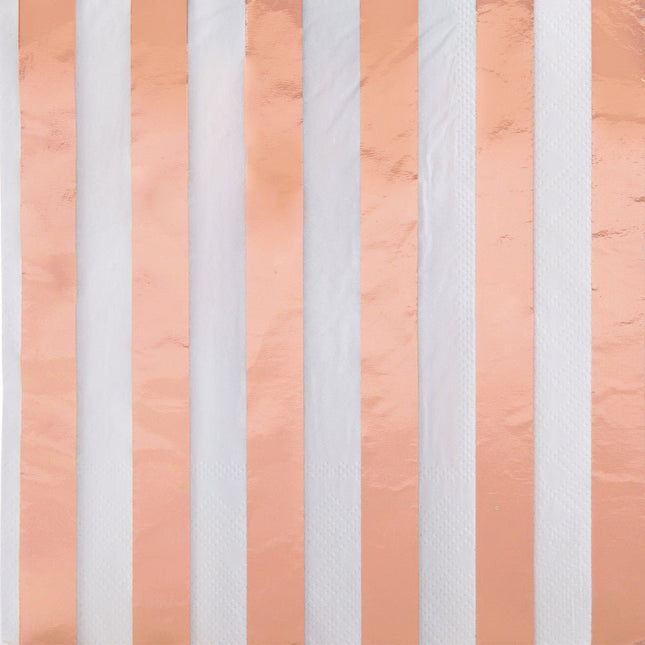 Rose Gouden Servetten Gestreept 33cm 16st van Unique koop je bij Partywinkel