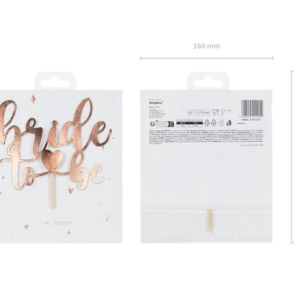 Rose Gouden Taarttopper Bride To Be 17,5cm van Partydeco koop je bij Partywinkel