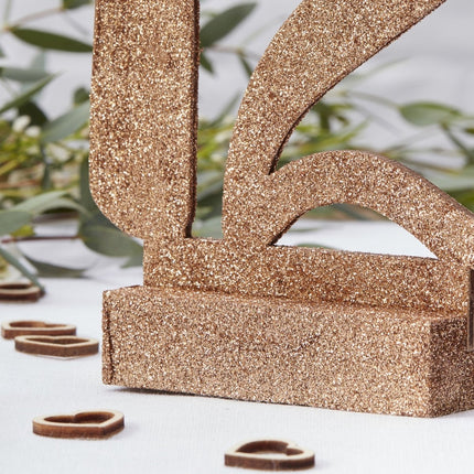 Rose Gouden Tafelnummers Hout 15cm 12st van Ginger Ray koop je bij Partywinkel
