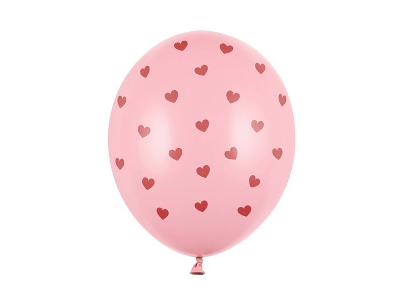 Roze Ballonnen Rode Hartjes 30cm 6st van Partydeco koop je bij Partywinkel