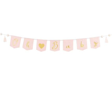 Roze Banner Oh Baby 2,5m van Partydeco koop je bij Partywinkel