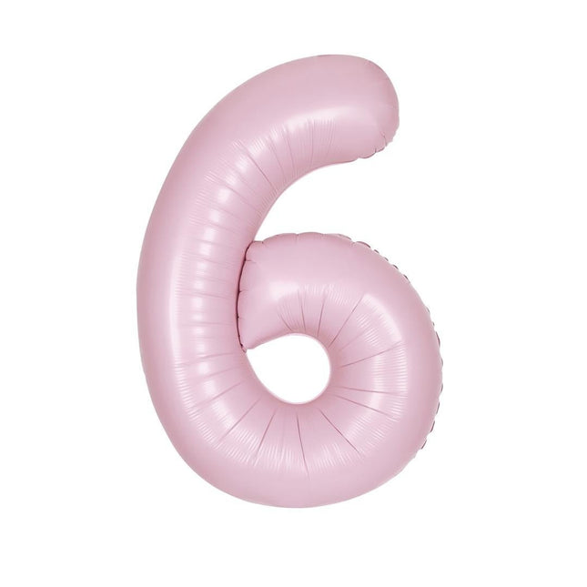 Roze Cijfer Ballon 6 Jaar Matte 86cm van Unique koop je bij Partywinkel