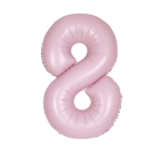 Roze Cijfer Ballon 8 Jaar Matte 86cm van Unique koop je bij Partywinkel