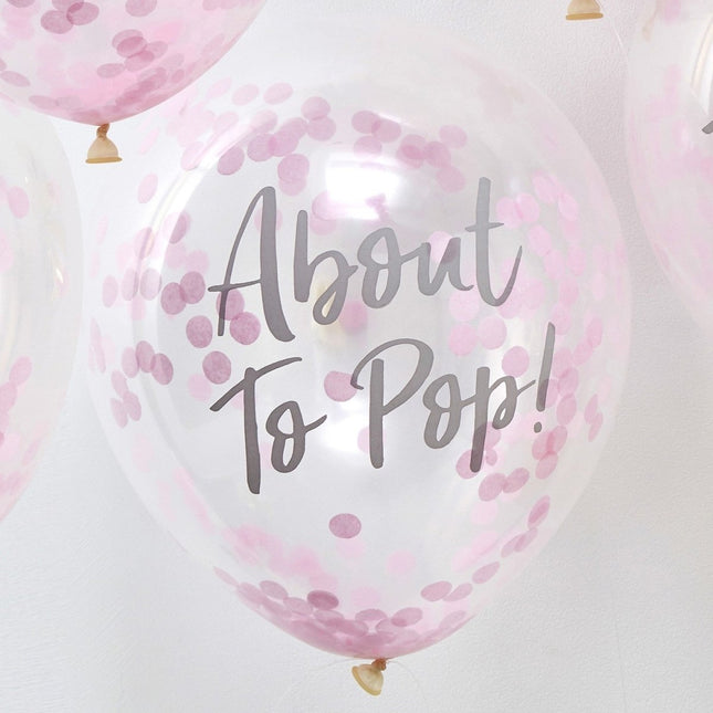 Roze Confetti Ballonnen About To Pop 30cm 5st van Ginger Ray koop je bij Partywinkel