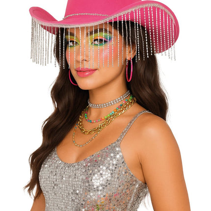 Roze Cowboy Hoed Franjes van Fiestas Guirca koop je bij Partywinkel
