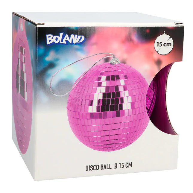 Roze Discobal 15cm van Boland koop je bij Partywinkel