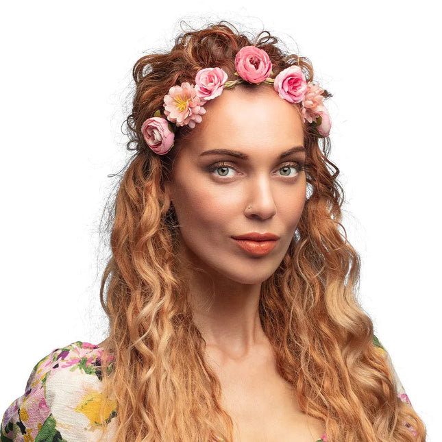 Roze Haarband Bloemen van Boland koop je bij Partywinkel