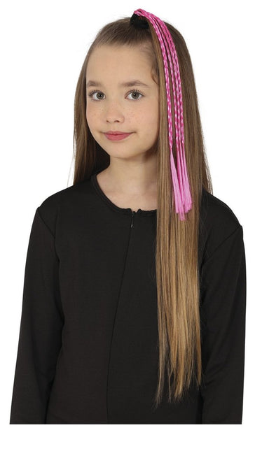 Roze Hair Extension Vlechten 35cm 3st van Fiestas Guirca koop je bij Partywinkel