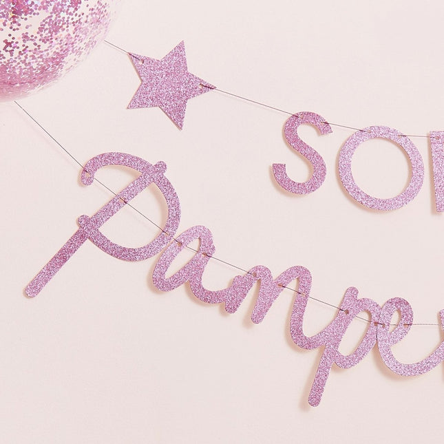 Roze Letterslinger Glitters 2,5m van Ginger Ray koop je bij Partywinkel