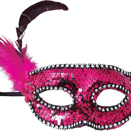 Roze Oogmasker Veren Volwassen van Fiestas Guirca koop je bij Partywinkel