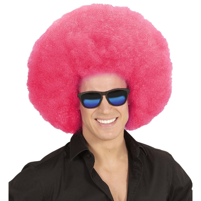 Roze Pruik Afro Extra Groot van Widmann koop je bij Partywinkel