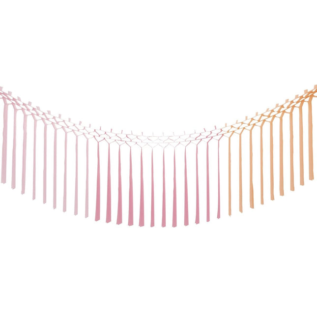 Roze Tassel Slinger Macrame 1,8m van Unique koop je bij Partywinkel