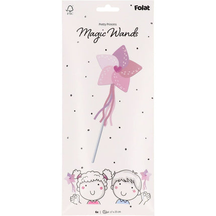 Roze Toverstaf 26cm 6st van Folat koop je bij Partywinkel