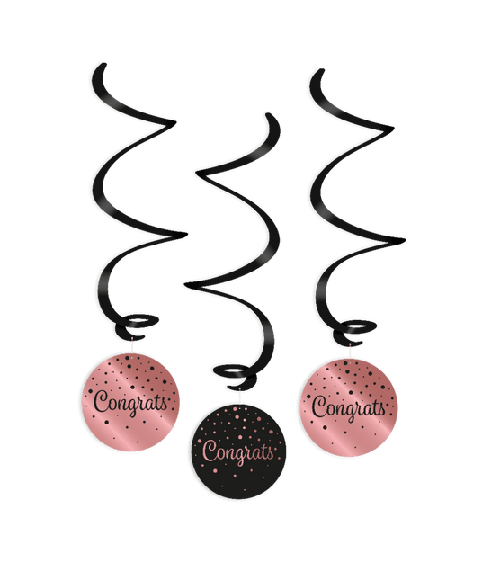 Roze Zwarte Hangdecoratie Congrats 17cm van Paper Dreams koop je bij Partywinkel