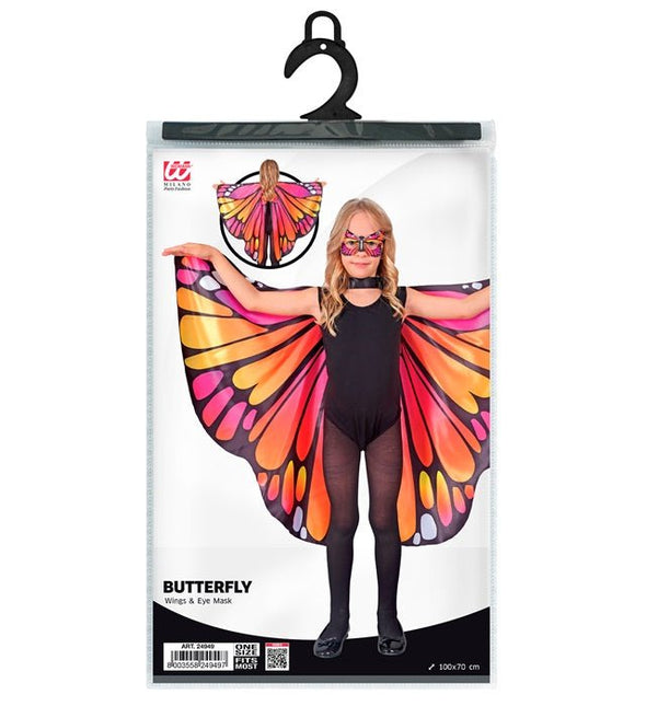 Roze/Oker Vlindervleugels En Oogmasker Kind van Widmann koop je bij Partywinkel