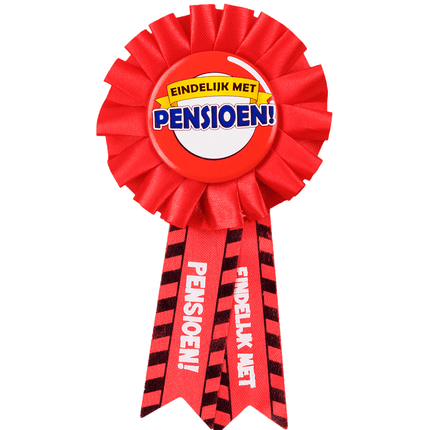 Rozet Eindelijk met Pensioen van Paper Dreams koop je bij Partywinkel