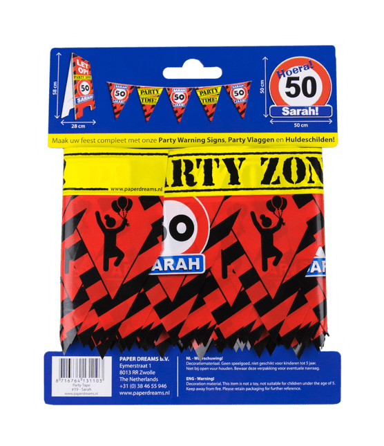 Sarah Afzetlint 50 jaar Verkeersbord 12m van Paper Dreams koop je bij Partywinkel