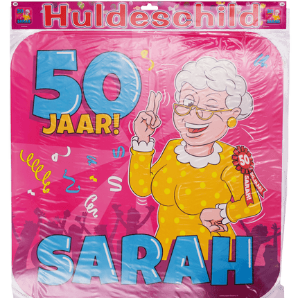 Sarah Deurbord 50 Jaar Cartoon 50cm van Paper Dreams koop je bij Partywinkel