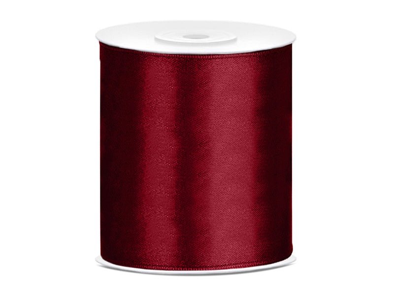 Satijn Lint Bordeaux Rood 100mm 25m van Partydeco koop je bij Partywinkel
