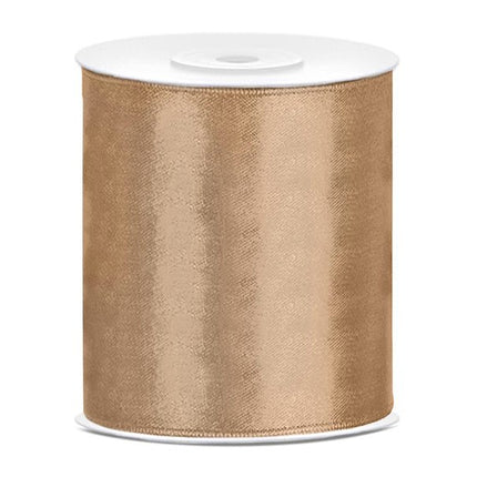 Satijn Lint Goud 100mm 25m van Partydeco koop je bij Partywinkel