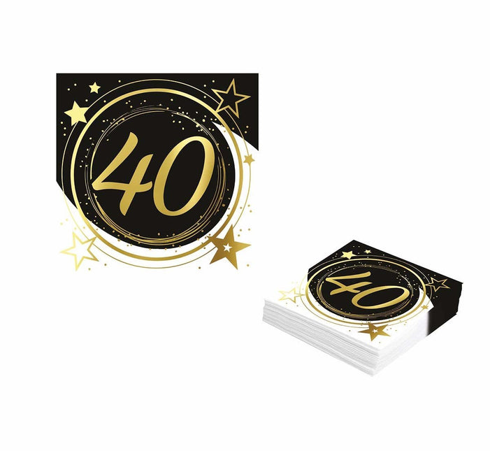 Servetten 40 Jaar 33cm 12st van Fiestas Guirca koop je bij Partywinkel