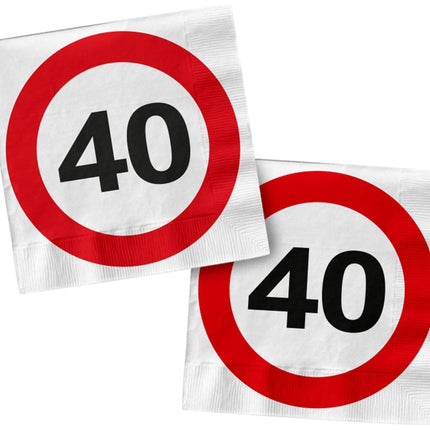 Servetten 40 Jaar Verkeersbord Vierkant 33cm 20st van Folat koop je bij Partywinkel