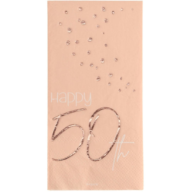 Servetten 50 Jaar Rose Goud 33cm 10st van Folat koop je bij Partywinkel