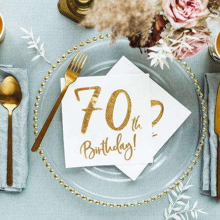 Servetten 70 Jaar Wit 33cm 20st van Partydeco koop je bij Partywinkel