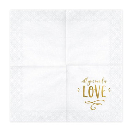 Servetten All You Need Is Love 33cm 20st van Partydeco koop je bij Partywinkel
