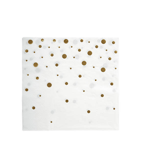 Servetten Gouden Stippen Wit 17cm 16st van Paper Dreams koop je bij Partywinkel
